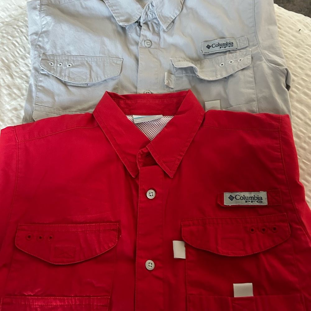 Columbia Red and Light Gray Outdoor Shirts